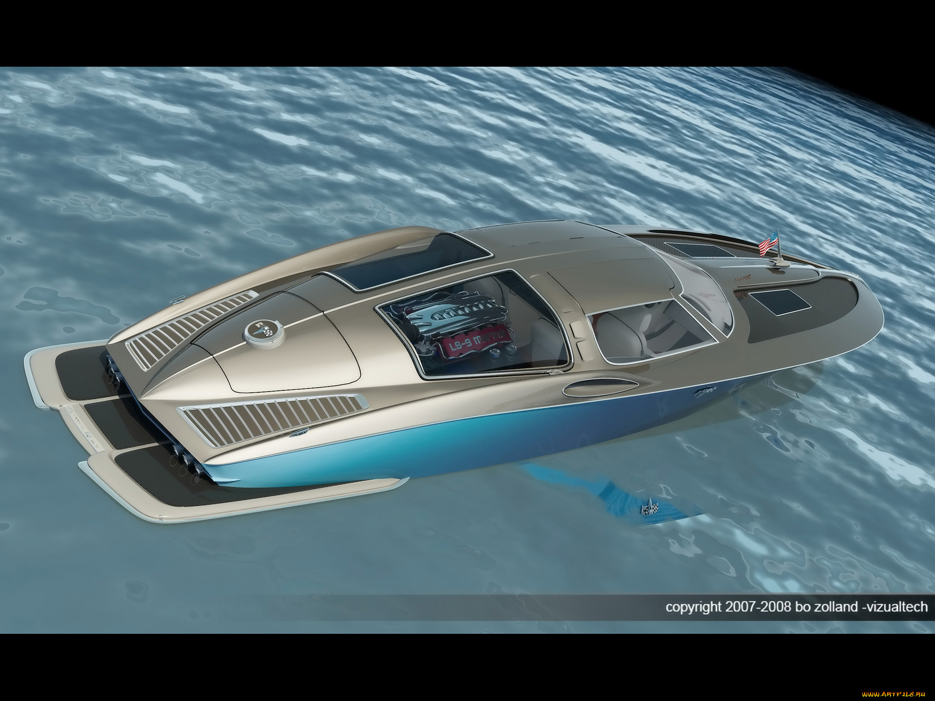 1963, chevrolet, corvette, boat, design, by, bo, zolland, , 3d